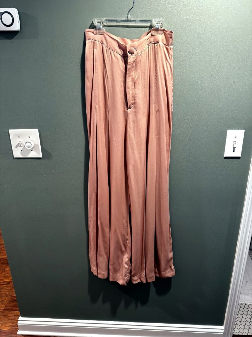 Free People Blush Satin Wide Leg Pants Size 4